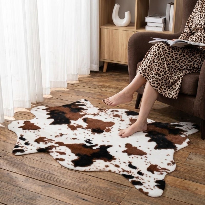 MustMat Cow Print Rug,Faux Cowhide Area Rug for Bedroom,Nursery,Living Room,Western Party Decorations 2'6''Ã—3'7'' - Image 1